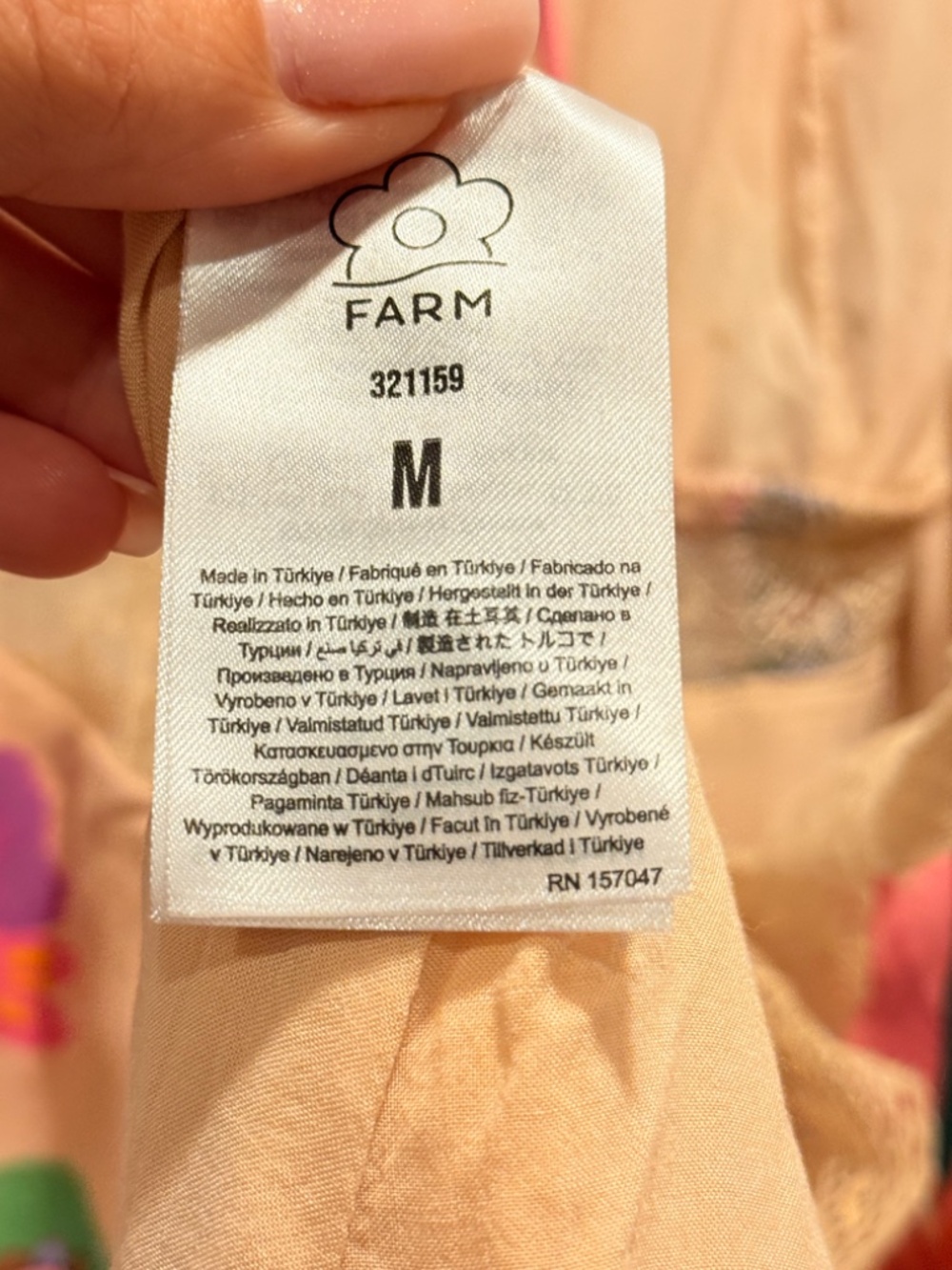 Farm Rio Fairies Sand Viscose Slip Midi Dress Boho Tropical Vacation Size Medium - Picture 16 of 16